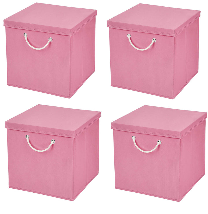 Stick&Shine Faltbare bunte Aufbewahrungsbox mit passendem Deckel, 30 x 30 x 30 cm, Rosa Blau, Blau.,