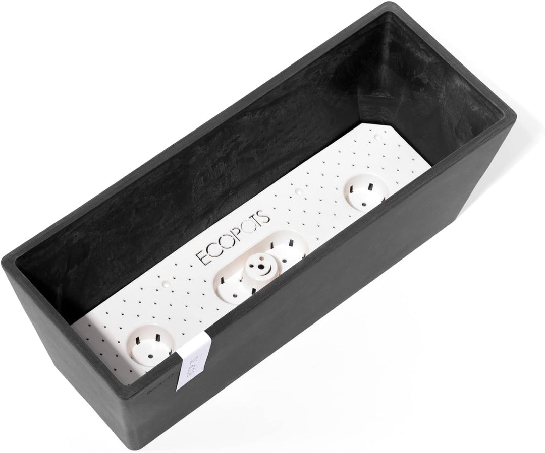 ECOPOTS Balkonkasten Bruges Dunkel Grau - 55 x 17 cm mit Wasserversorgung rechteckig - Pflanzentopf