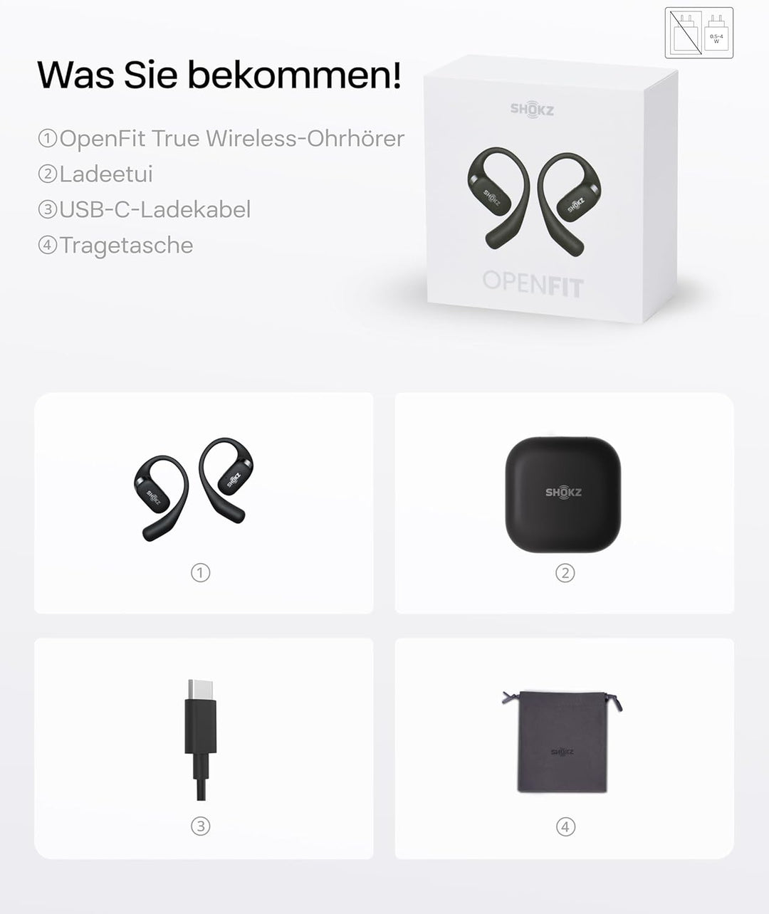 SHOKZ OpenFit True Wireless Earbuds (TWS), Open Ear Bluetooth Kabellose Kopfhörer, Audio-Exzellenz m