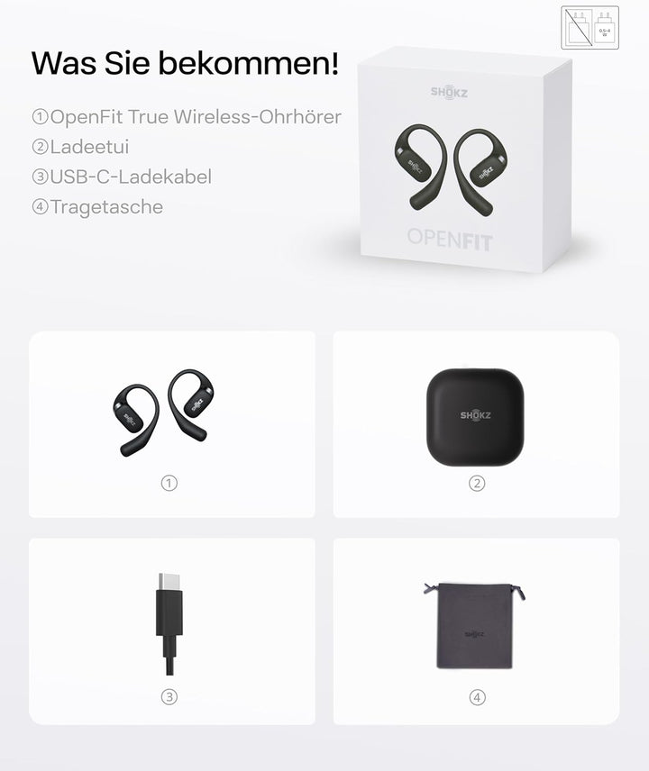 SHOKZ OpenFit True Wireless Earbuds (TWS), Open Ear Bluetooth Kabellose Kopfhörer, Audio-Exzellenz m