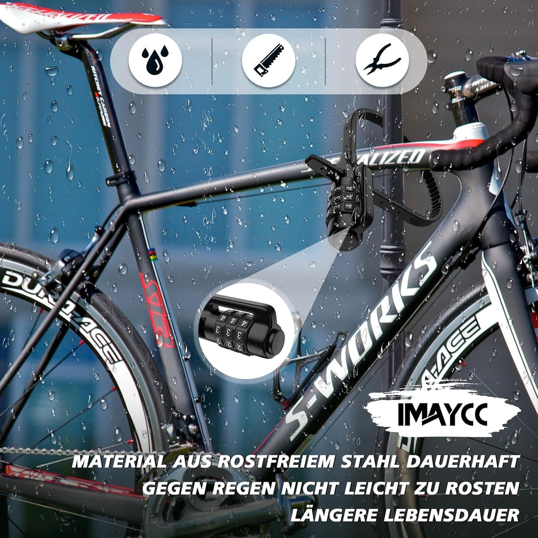 IMAYCC Kabelbinder Schloss mit Zahlencode – Leichtes Fahrradschloss & Zahlenschloss für Helm, Scoote