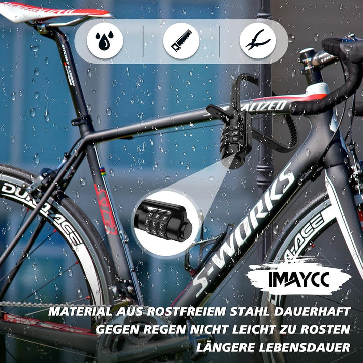 IMAYCC Kabelbinder Schloss mit Zahlencode – Leichtes Fahrradschloss & Zahlenschloss für Helm, Scoote