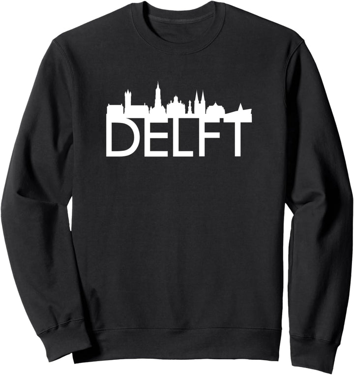 Delft Niederlande City Skyline Silhouette Outline Sketch Sweatshirt