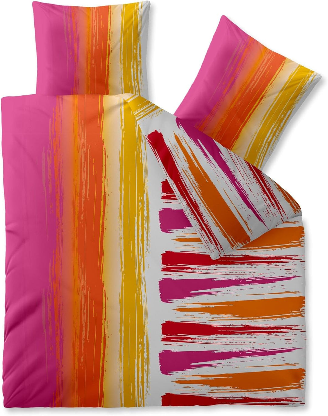 CelinaTex Harmony Bettwäsche 200 x 220 cm Mikrofaser Bettbezug Sabrina Streifen Weiss Orange Pink