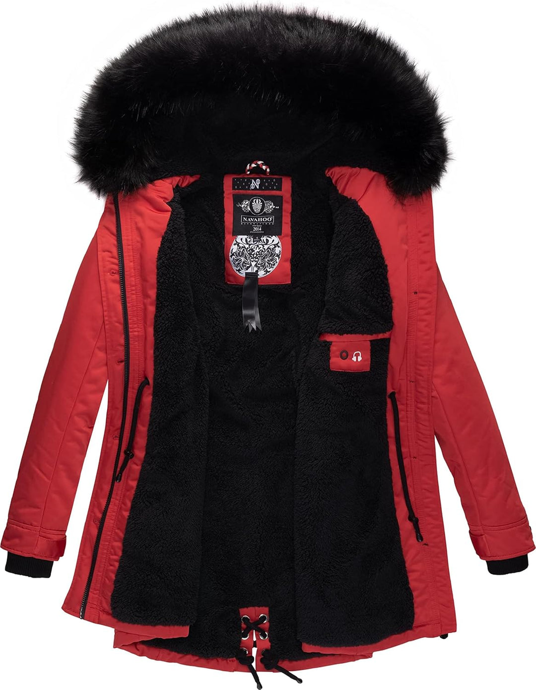 Navahoo Damen warmer Winterparka mit Kapuze Luluna Prc XS-XXL XS Rot, XS Rot
