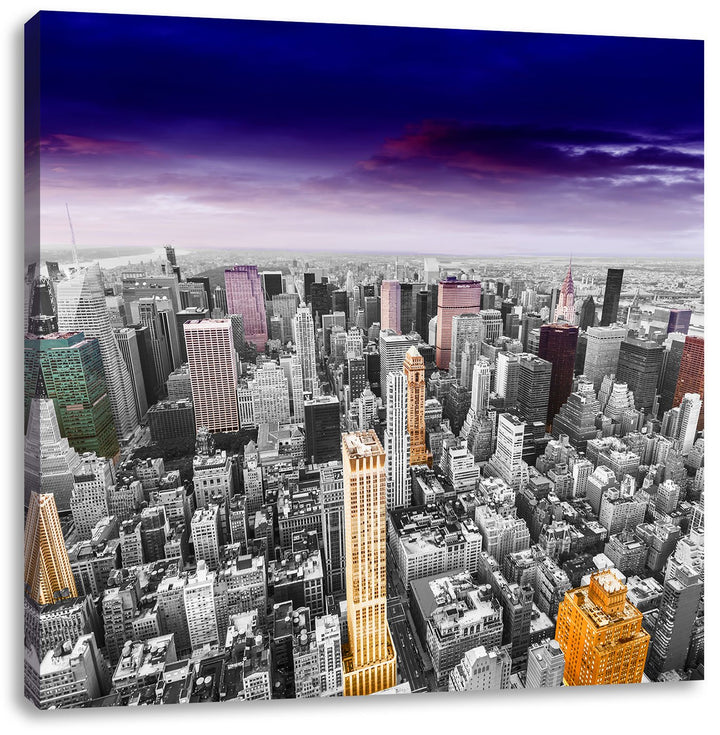 Pixxprint Skyline New York / 70x70cm Leinwandbild bespannt auf Holzrahmen/Wandbild Kunstdruck Dekora