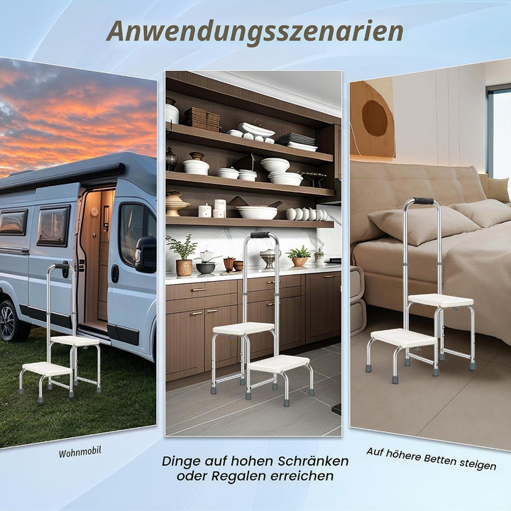 Mobile Sicherheits-Tritt Badewanneneinstiegshilfe Senioren, Höhenverstellbar rutschfest,2Treppenstuf