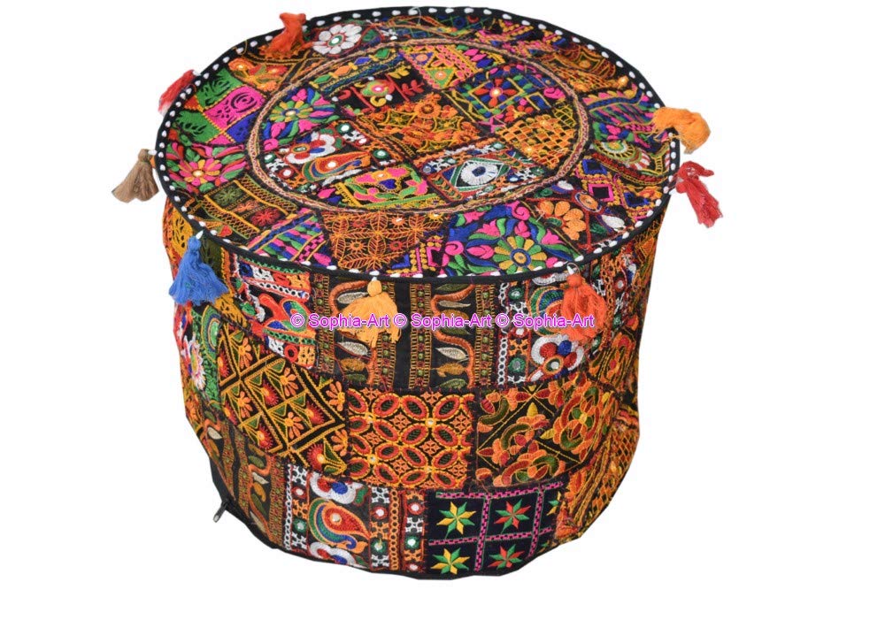 Indische bestickte Patchwork-Abdeckung Indische dekorative Hocker Indische bequeme Boden Baumwolle K