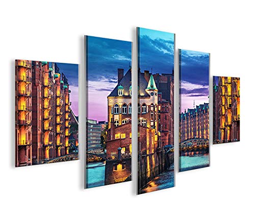 islandburner Bild Bilder auf Leinwand Speicherstadt Hamburg MF XXL Poster Leinwandbild Wandbild Deko