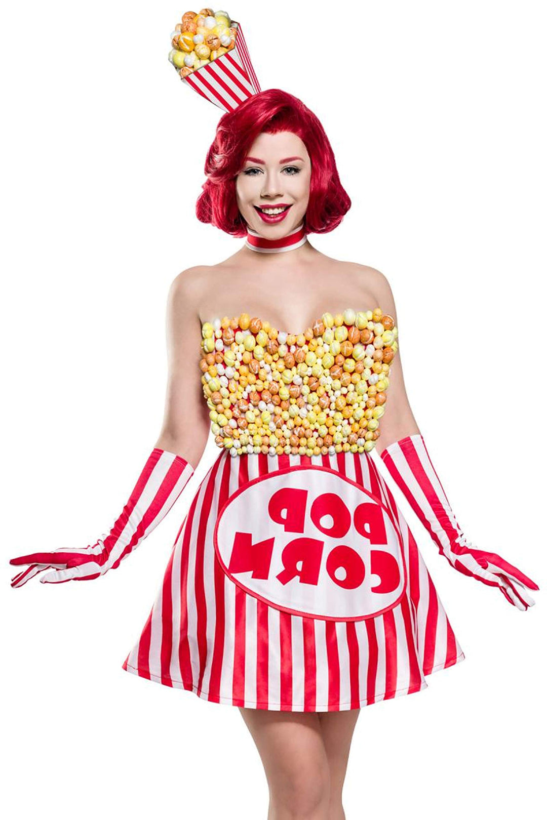 Popcorn Kostüm Popcornkostüm Kino Tüte Mais Damen Set Karneval Fasching 36-44 XL, XL