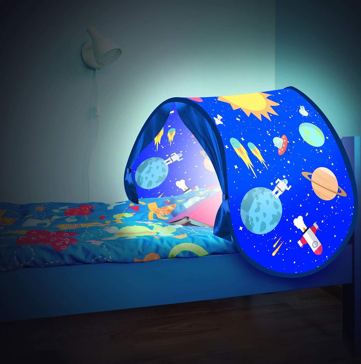 Betttunnel Sleepfun Tent Bettzelt (1-St), Pop Up Zelt, mit Leselampe und Aufbewahrungstasche 70x200c