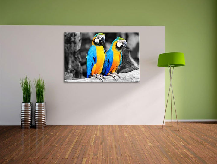Zwei Papageien als Leinwandbild/Grösse: 100x70 / Wandbild/Kunstdruck/fertig bespannt, 100x70