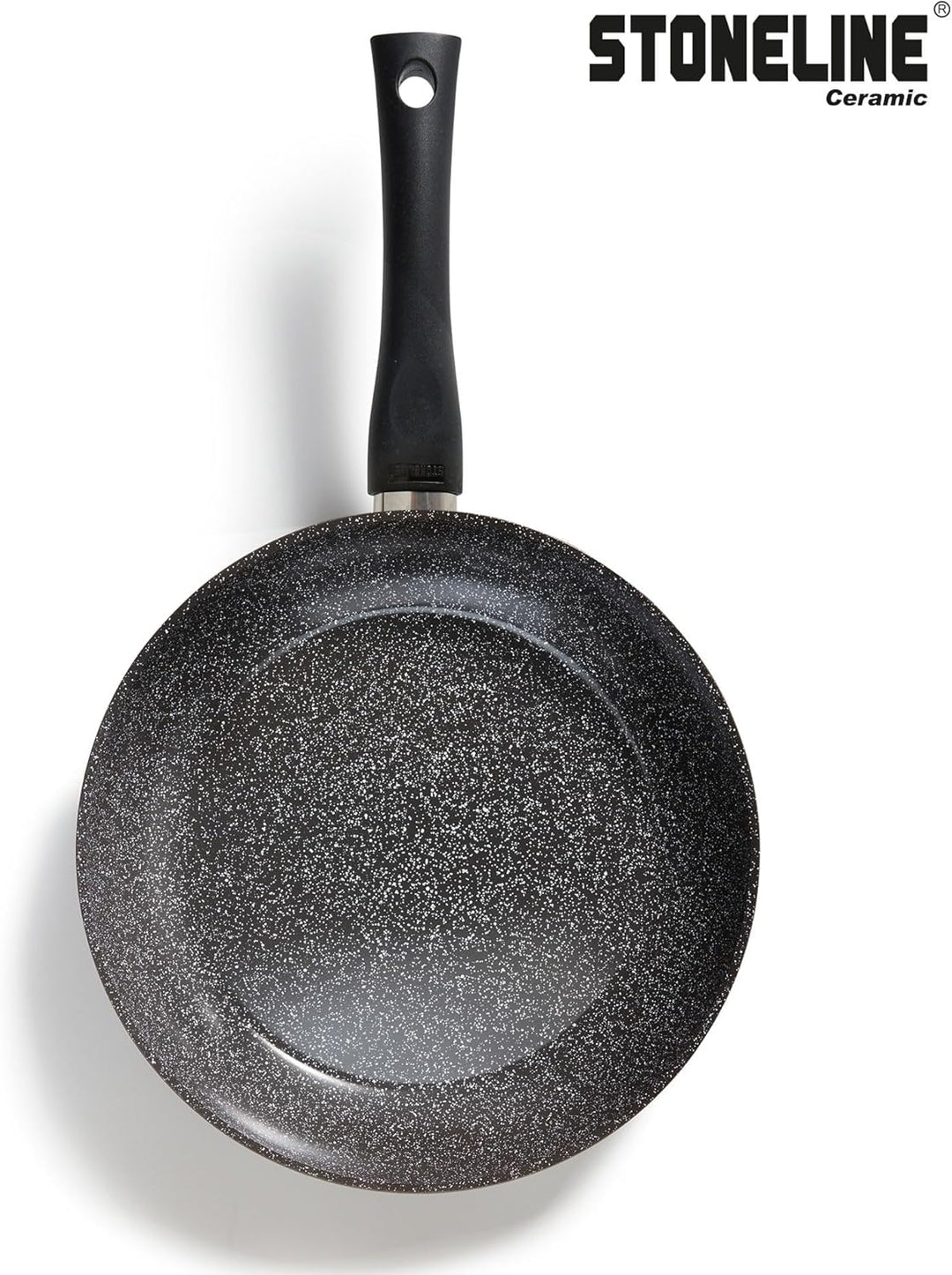 STONELINE Ceramic Bratpfanne mit Deckel 24 cm Keramikpfanne Induktion Antihaft Pfanne Keramikbeschic