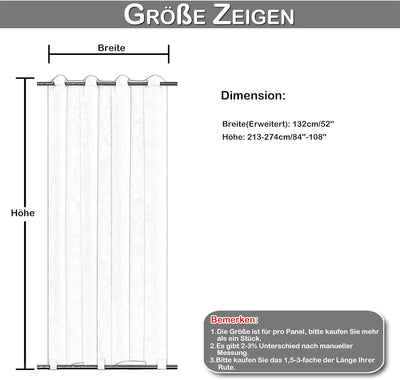 Rosnek Outdoor Vorhang Wetterfest Unten Gewichtet,Outdoorvorhänge mit Ösen 274x132cm Outdoor Vorhäng