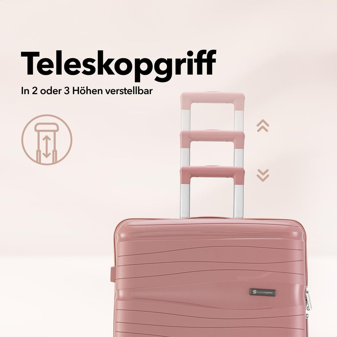 Travel One Kofferset 4-teilig – Rosa – Trolley Set 32L/60L/98L mit Zahlenschloss & 360° Rollen Rosa