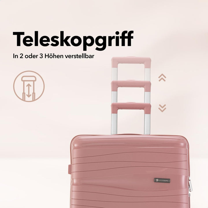 Travel One Koffer 68L – Rosa – Hartschalenkoffer mittelgross, 4 Rollen, Zahlenschloss, Polypropylen