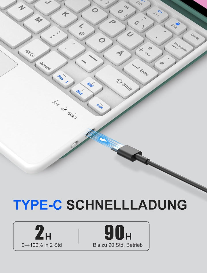 JADEMALL Für Lenovo Idea Tab 11" TB336FU Tastaturhülle mit Touchpad QWERTZ | Mit Touchpad - 120 Tage