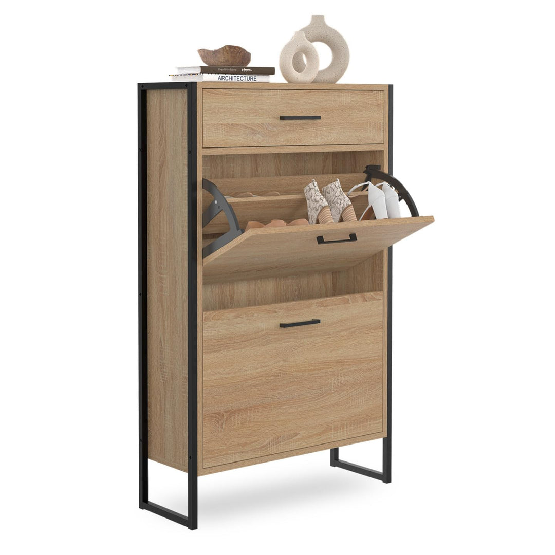 IDMarket - Schuhmöbel 12 Paar LUIS 2 Türen mit Schublade Industriedesign