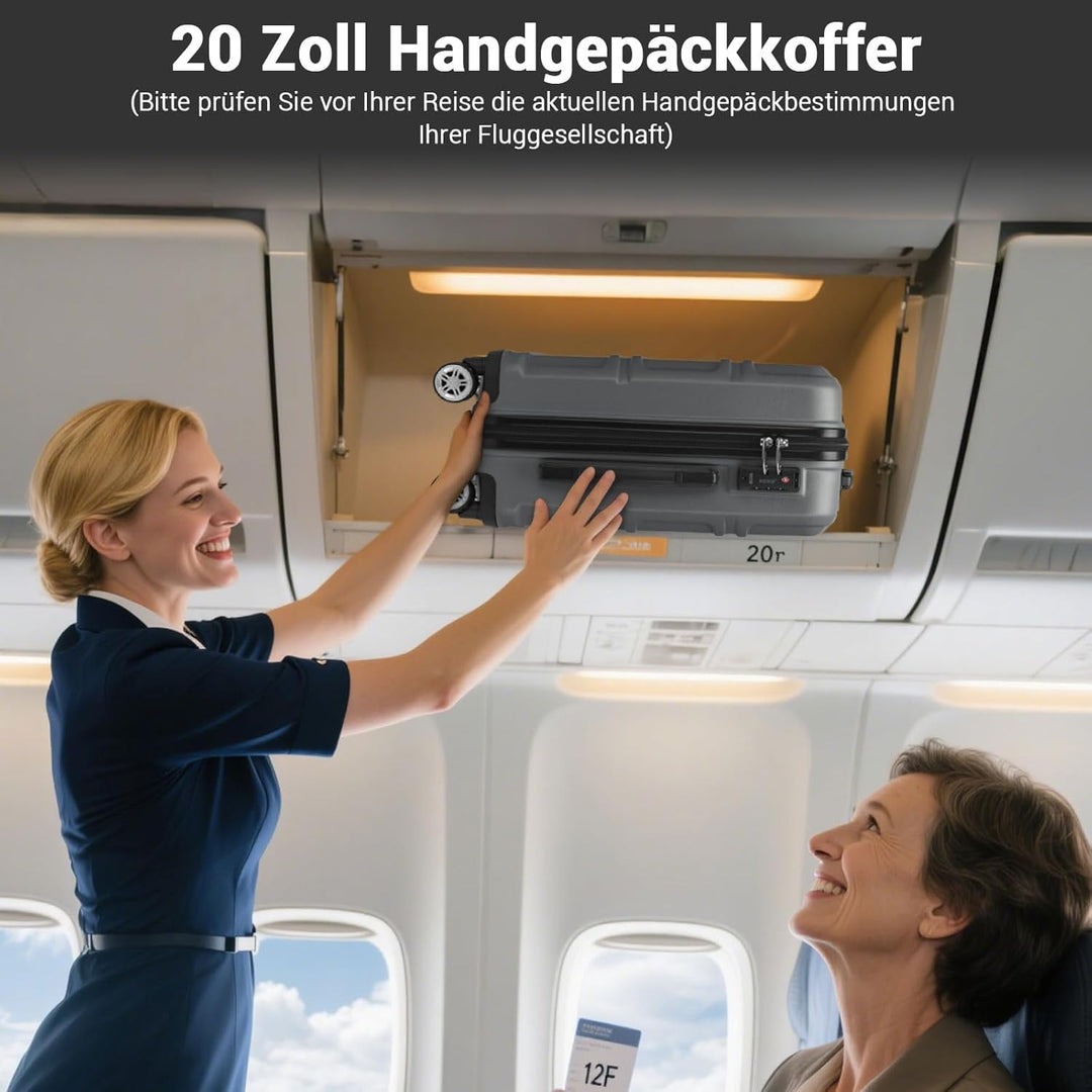KONO Koffer Trolley Reisekoffer M (55cm) Grau, M (55cm) Grau