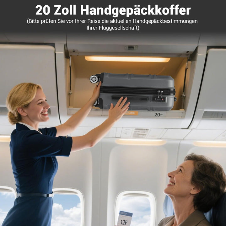 KONO Koffer Trolley Reisekoffer M (55cm) Grau, M (55cm) Grau