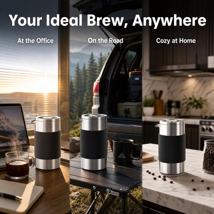 French Press 350ml, Kaffeepresse aus Edelstahl, 2-3 Tassen Kaffeebereiter Doppelwandig Thermo Warmha
