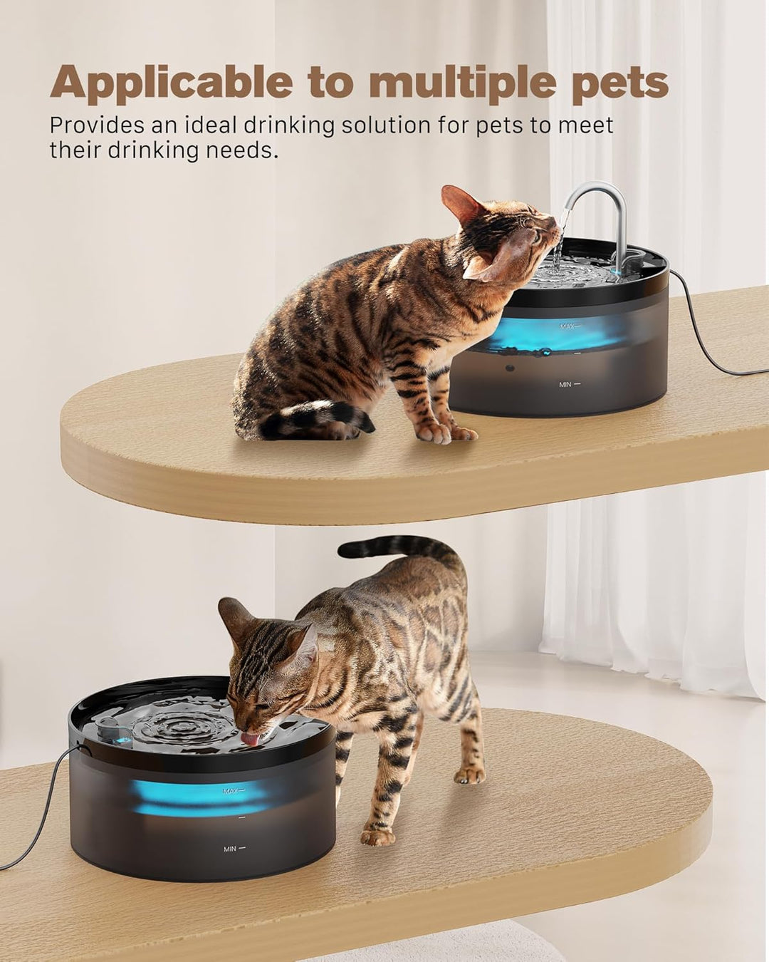 BEMOONY Katzenbrunnen, 3.2L Trinkbrunnen für Katze, 6 Stück Filter + 3 Stück Schaumstofffilter, Katz