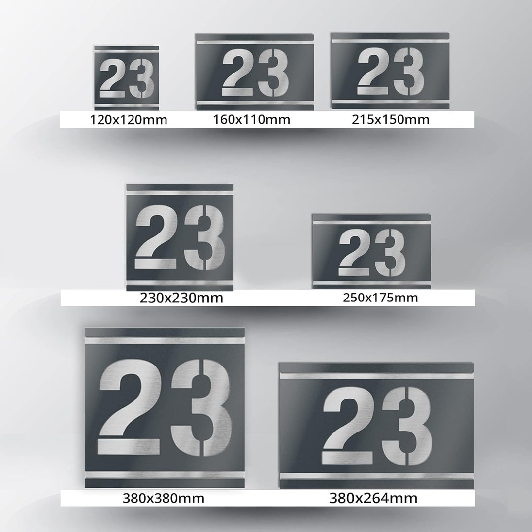 Graviers Design Hausnummernschild mit Gravur aus V2A Edelstahl 215x150mm - Anthrazit Metallic - Wett
