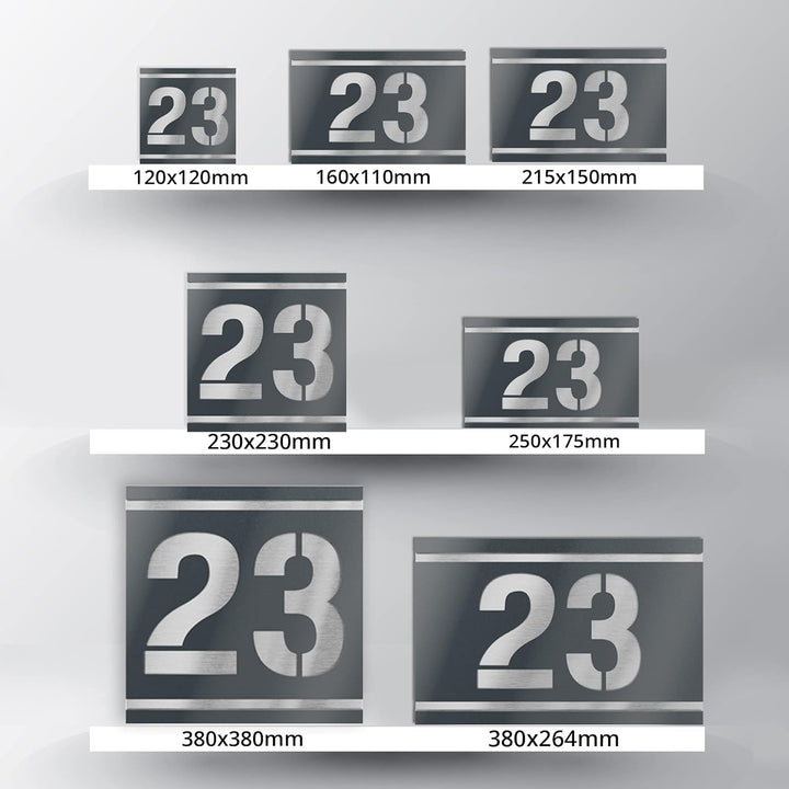 Graviers Design Hausnummernschild mit Gravur aus V2A Edelstahl 215x150mm - Anthrazit Metallic - Wett