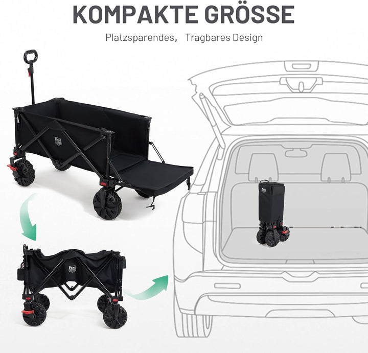 TIMBER RIDGE XXXL Bollerwagen Faltbare 300L Extra Langer mit Faltbarer Heckklappe Handwagen mit Seit