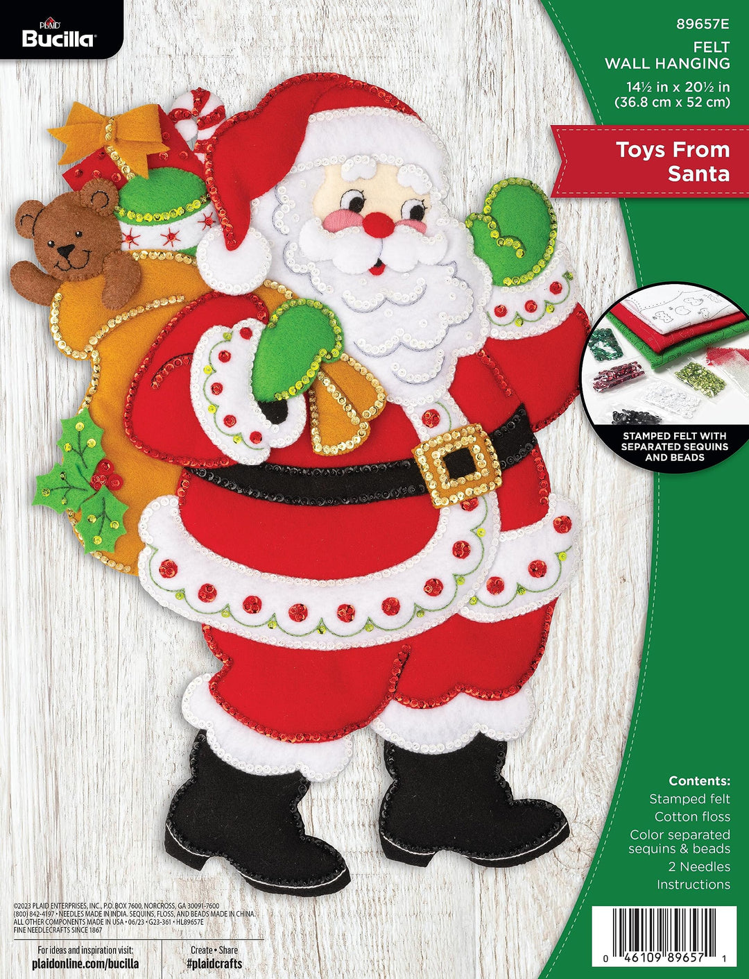 Bucilla, Toys from Santa, Filz-Applikation, Wandbehang, perfekt für DIY Kunst und Handwerk, 89657E