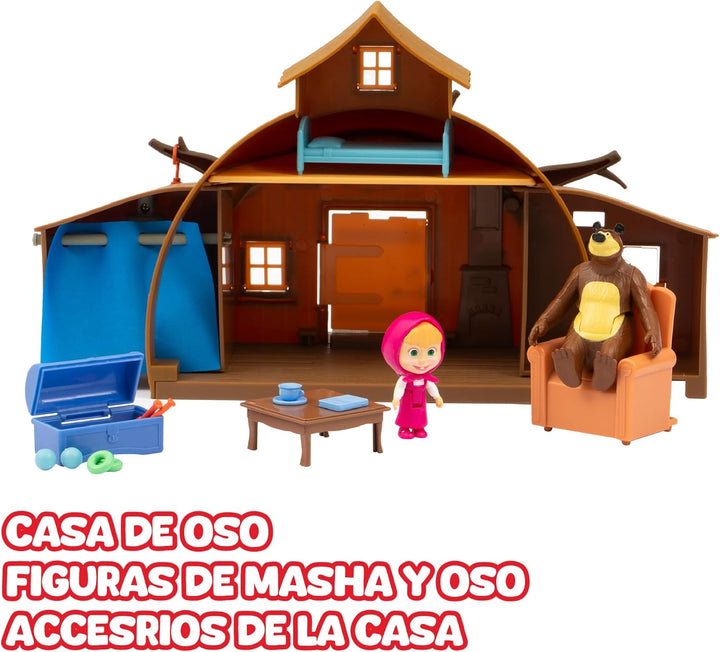Masha &amp; Michka, Haus des Michka, 2 Figuren im Lieferumfang enthalten und 15 Zubehörteile, Spielzeug