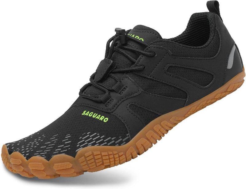 SAGUARO Unisex Barfussschuhe Atmungsaktiv Leichte Fitnessschuhe Breiter Zehenbox 37 EU 086 Schwarz,