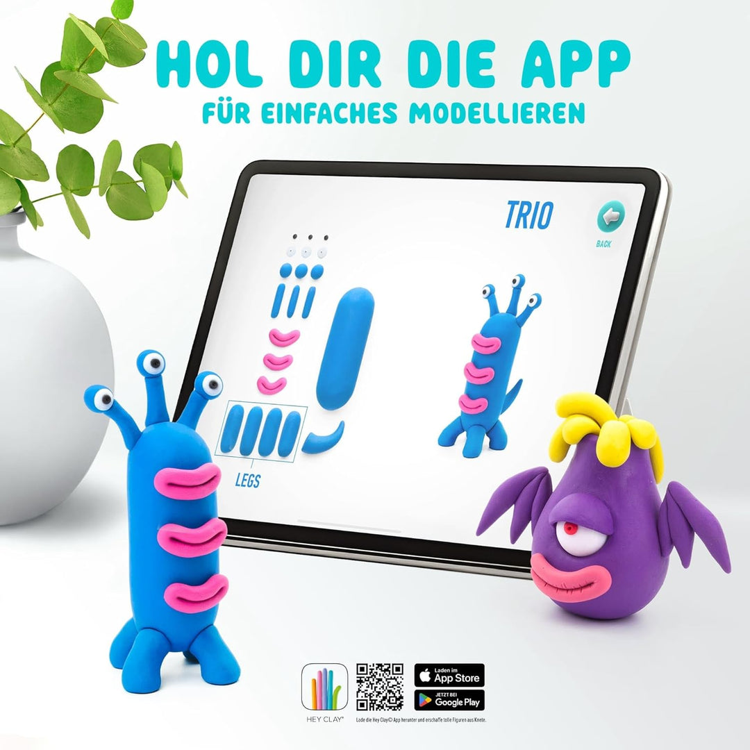 Hey Clay - 15 Dosen lufttrocknende Knete für Kinder ab 3 Jahren - Kreatives Bastelset (Die Aliens)