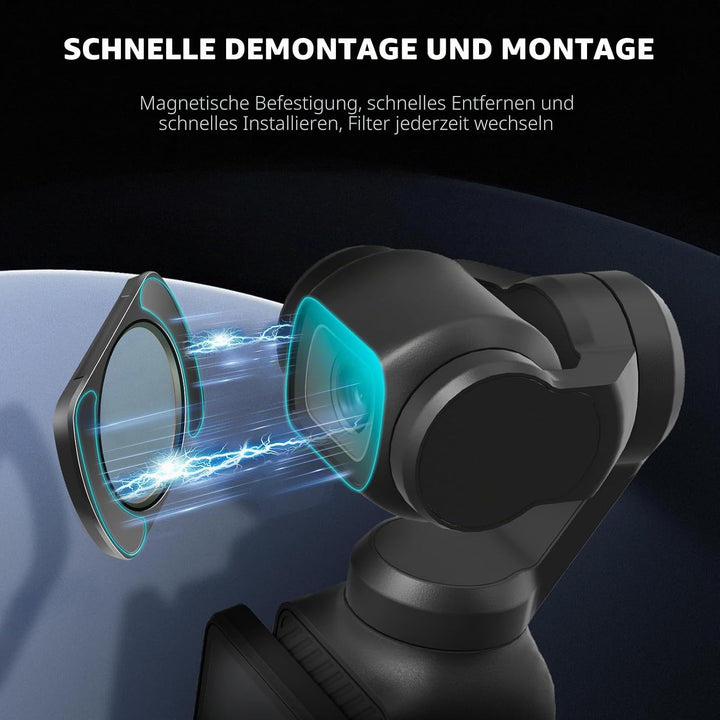 REYGEAK Magnetischer Filterset für DJI Osmo Pocket 3 ,Variabler ND Filter VND 2-512, 1-9 Stop Graufi