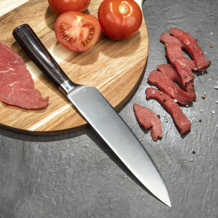 NATUMO Chefmesser Santokumesser, Profi Küchenmesser mit extrem scharfer Klinge, rostfreies Edelstahl
