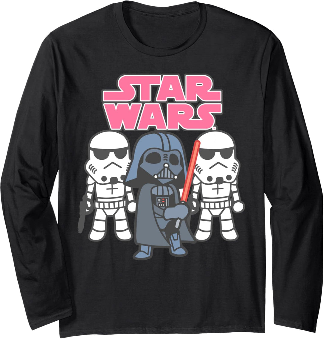 Star Wars Vader & Troops Cartoon Logo Langarmshirt