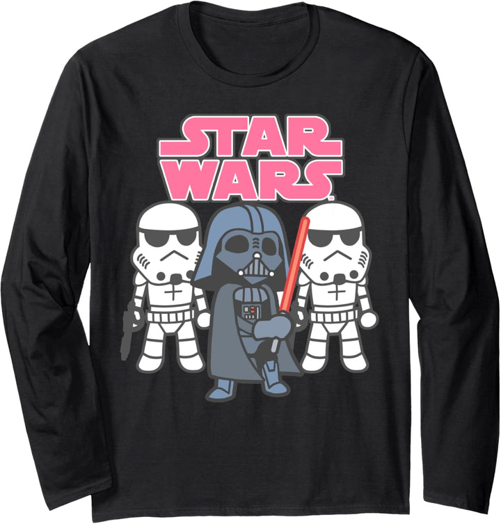 Star Wars Vader & Troops Cartoon Logo Langarmshirt