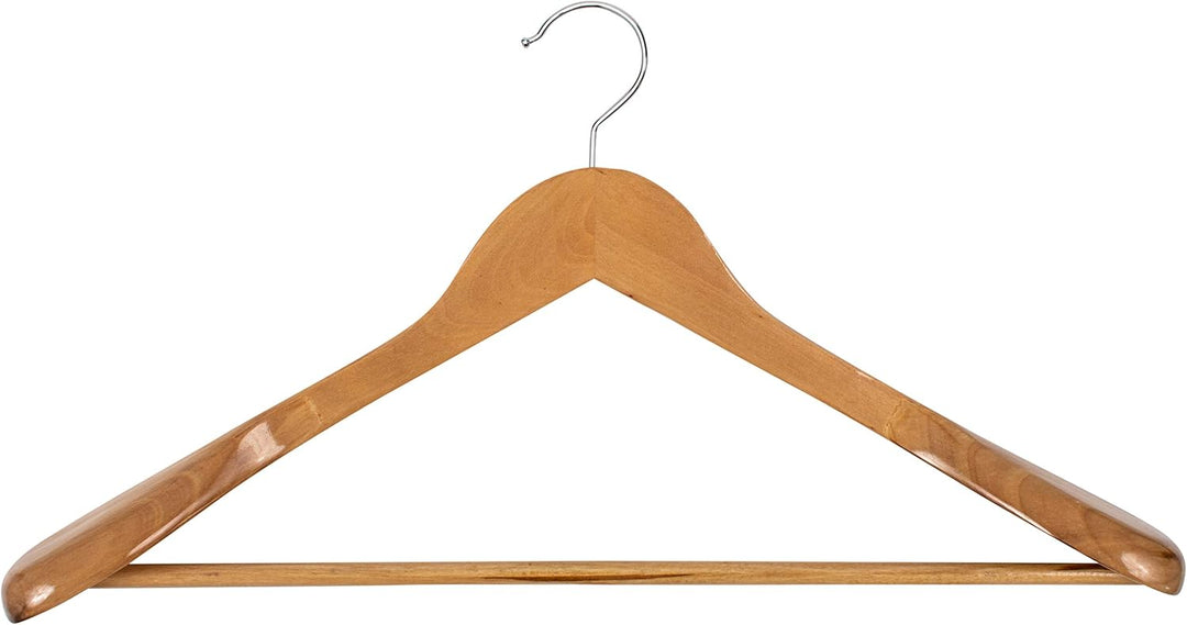 5 x Anzugbügel Jackenbügel Kleiderbügel Holz Natur | Sakkobügel | 44,5 cm | 360° drehbarer Haken | e