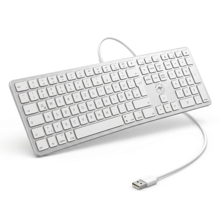 Mobility Lab ML311142 wired Tastatur mit dem deutschen QWERTZ Tastaturlayout für Mac- Weiss/Silber Q