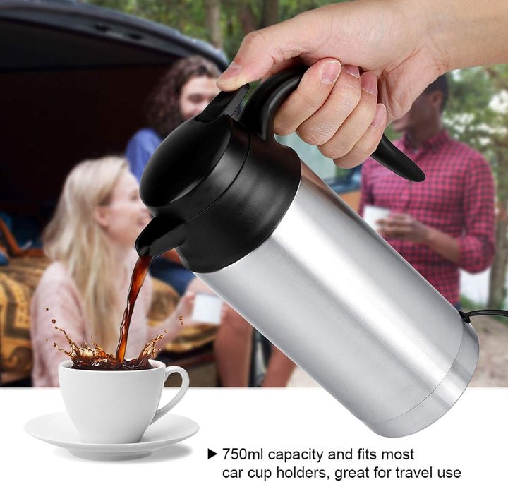 Auto Wasserkocher, 750 ml 12V Elektrische Wasserkocher mit Zigarettenanzünder, Edelstahl Auto Heizbe