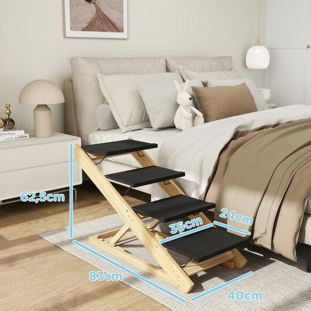 PawHut 2 in 1 Hundetreppe 4-stufige 62,5 cm Höhenverstellbar Hunderampe mit Rutschfester Oberfläche