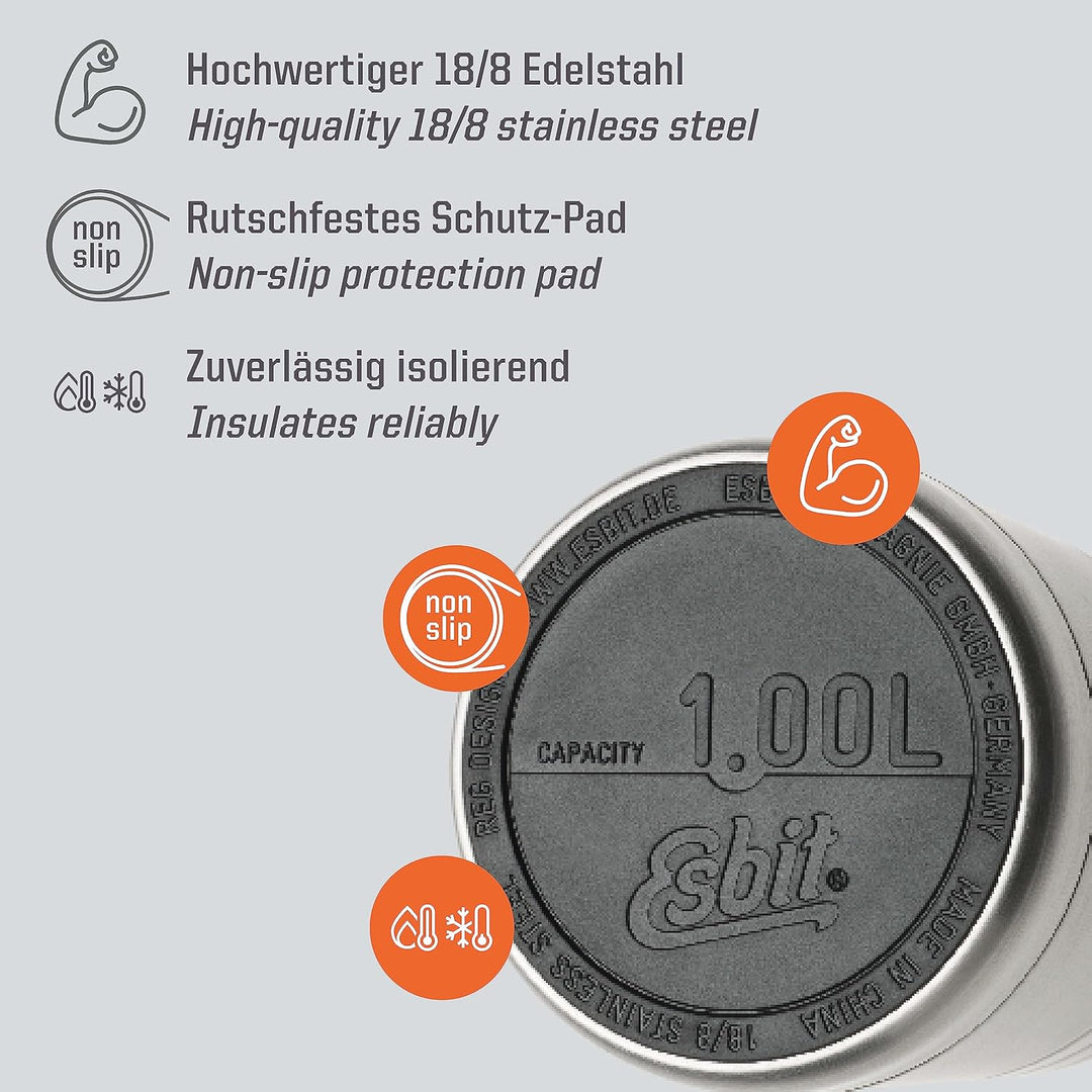 Esbit Thermobehälter Majoris für Essen - Warmhaltebehälter 1000 ml in Edelstahl - aus Edelstahl für