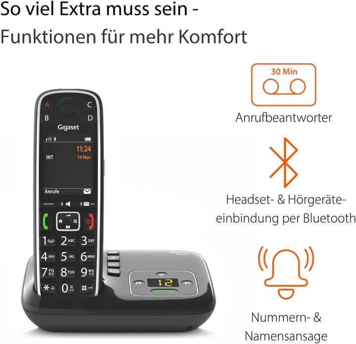 Gigaset E720A - Schnurloses Premium Senioren DECT-Telefon mit Anrufbeantworter - sprechende Wähltast