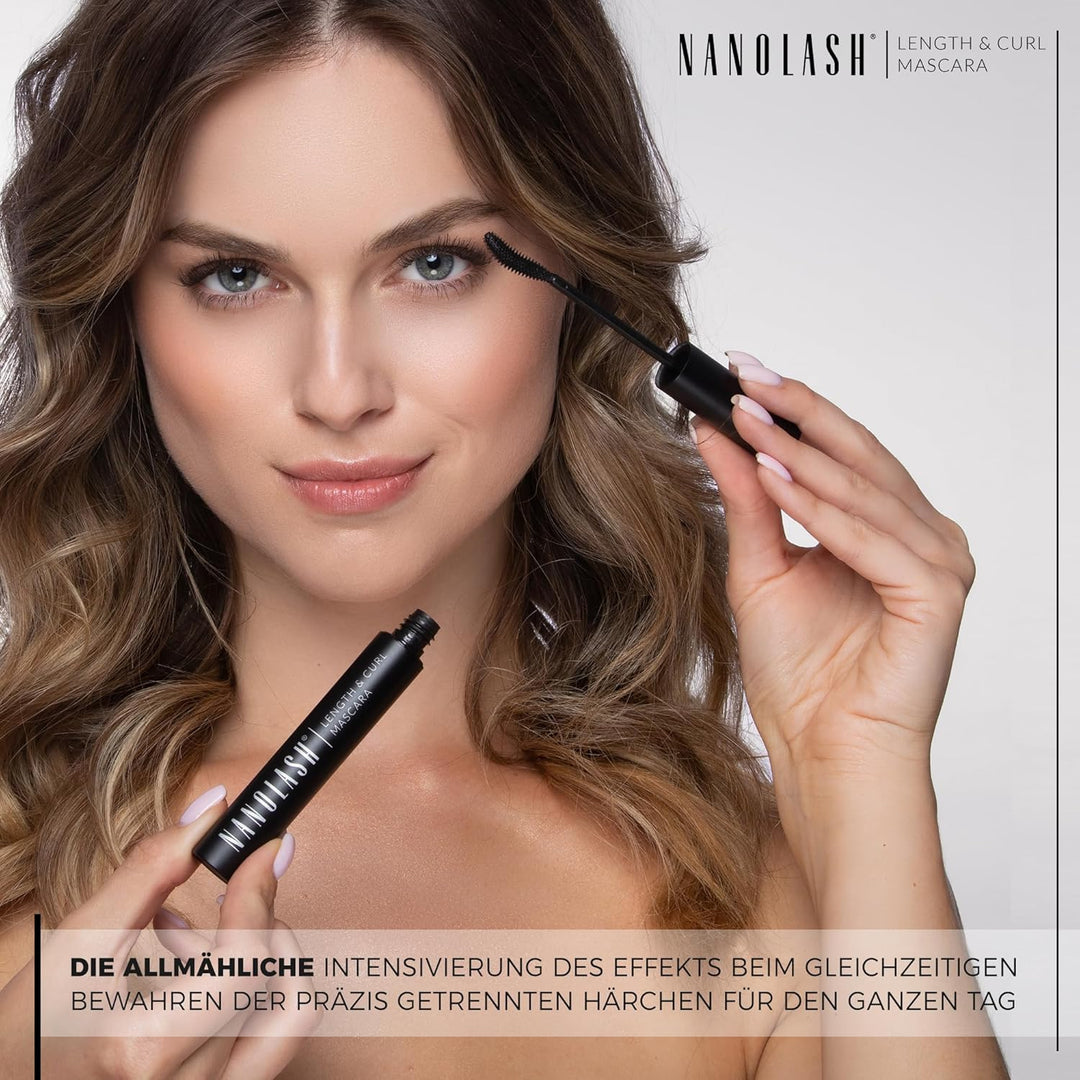 Wimperntusche für Länge und Schwung Nanolash 10ml - verlängernde und kräuselnde Mascara, Effekt von