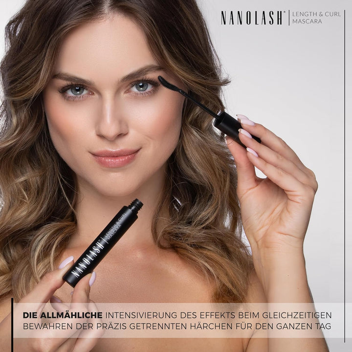 Wimperntusche für Länge und Schwung Nanolash 10ml - verlängernde und kräuselnde Mascara, Effekt von