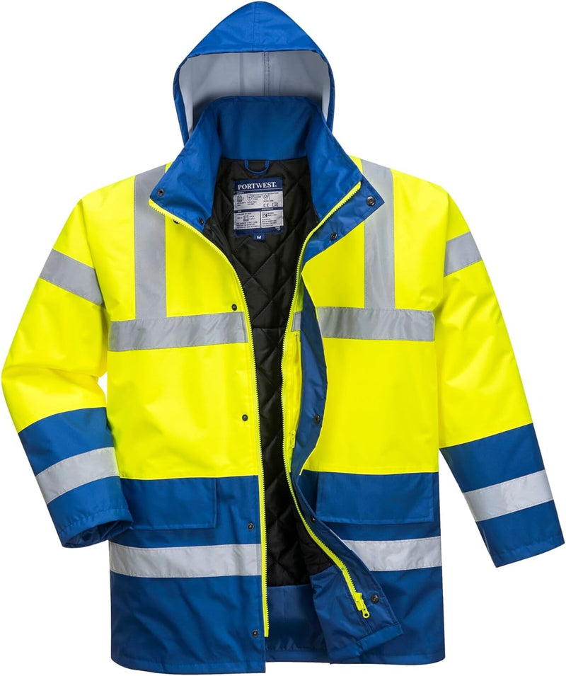 Portwest Warnschutz Kontrast Traffic-Jacke, Grösse: M, Farbe: Gelb/Royal, S466YRBM Yellow/Royal Blue