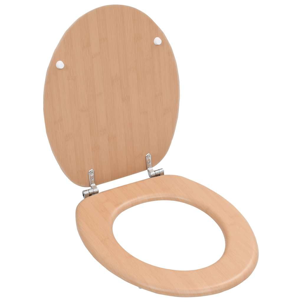 vidaXL Toilettensitz mit Deckel Bambus-Design WC Sitz Brille Toilettendeckel Klodeckel Klobrille Toi