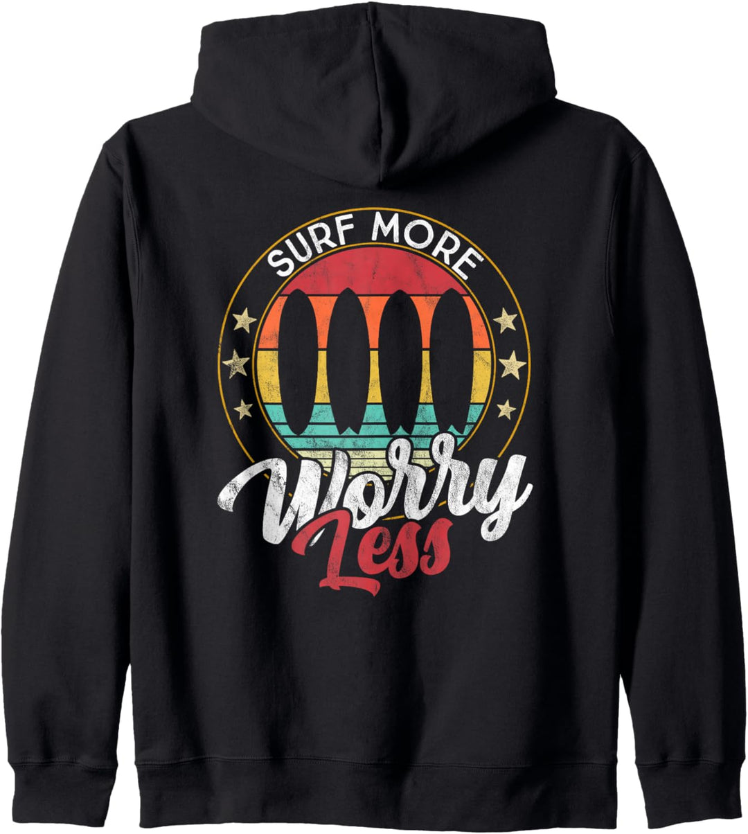 Surfen Sie mehr Sorgen weniger Surfer - Retro Surfbretter Kapuzenjacke