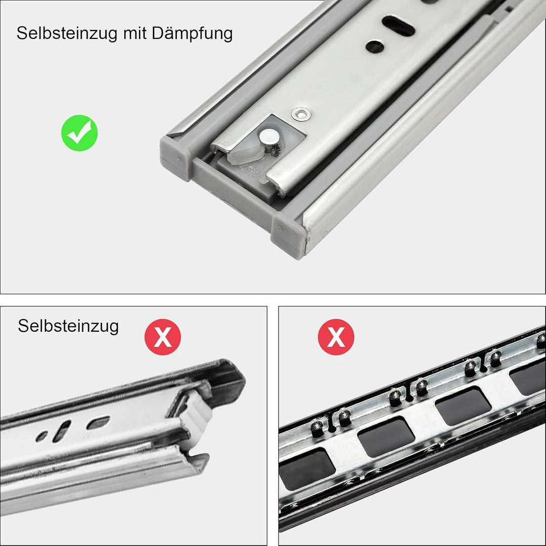Schubladenschienen, Vollauszug 350mm Softclose, Stabiles Schubladen Schienensystem mit kugelgelagert
