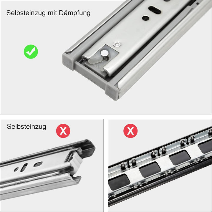 Schubladenschienen, Vollauszug 350mm Softclose, Stabiles Schubladen Schienensystem mit kugelgelagert